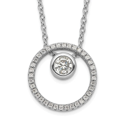 Sterling Silver RH-plated CZ Circle w/1in. Ext. Necklace