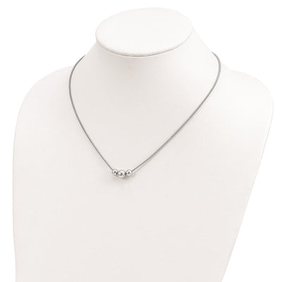 Sterling Silver Polished Bead Fancy Link Necklace