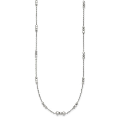 Sterling Silver Polished Beaded Necklace, 36 x 2mm