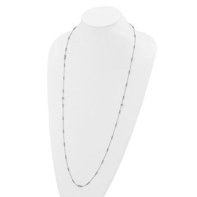 Sterling Silver Polished Beaded Necklace, 36 x 2mm