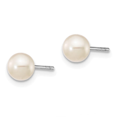 Sterling Silver Madi K Rhodium-plated White Semi-Round Freshwater Cultured Pearl Necklace, Bracelet & Button Post Earrings Set