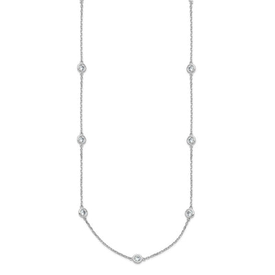 Sterling Shimmer Sterling Silver Rhodium-plated CZ 12 Stone 12 Station with Extension Necklace