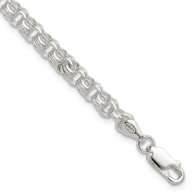 Sterling Silver Polished Triple Rolo Charm Bracelet, 7 x 5mm
