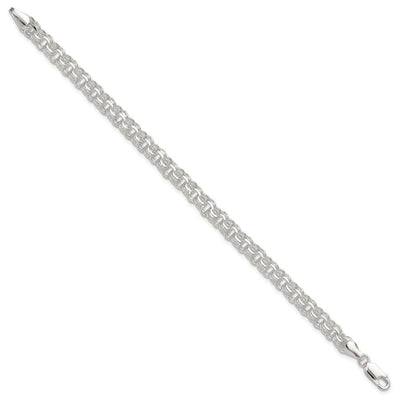 Sterling Silver Polished Triple Rolo Charm Bracelet, 7 x 6mm