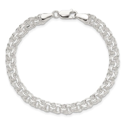 Sterling Silver Polished Triple Rolo Charm Bracelet, 7 x 6mm
