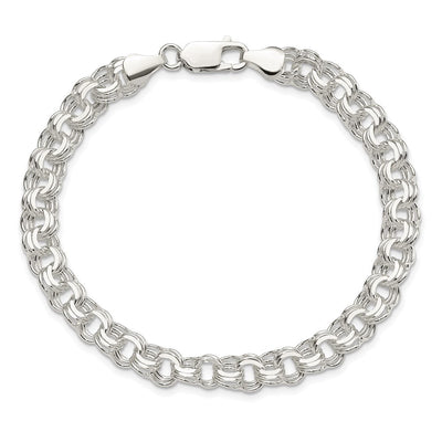 Sterling Silver Polished Triple Rolo Charm Bracelet, 7 x 7.25mm