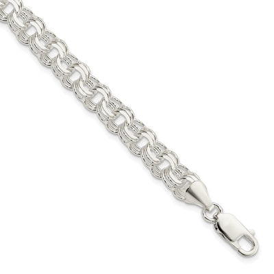 Sterling Silver Polished Triple Rolo Charm Bracelet, 7 x 7.25mm