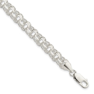 Sterling Silver Polished Triple Link Charm Bracelet