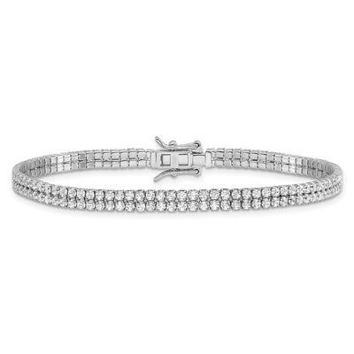 Sterling Silver Rhodium-plated 2-Row CZ Tennis Bracelet