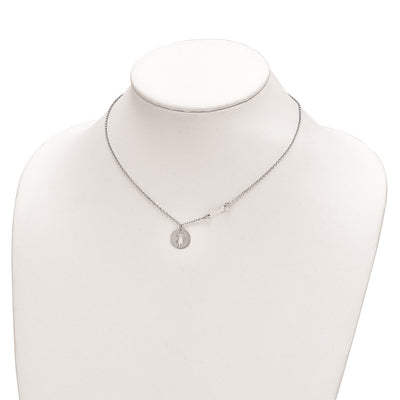 Sterling Silver Rhodium-plated Puppy and Bone w/1 in Ext Necklace