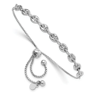 Sterling Silver Rhodium-plated Fancy Adjustable Bracelet (Style QG6259)