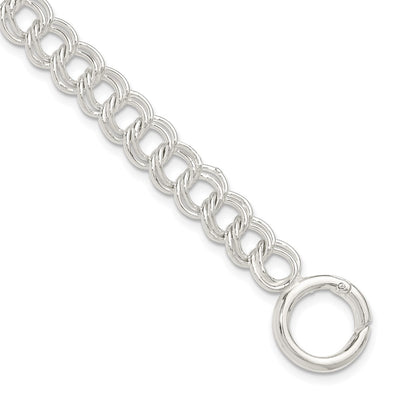 Sterling Silver Polished Double Link 7in Charm Bracelet