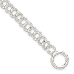 Sterling Silver Polished Double Link 8in Charm Bracelet
