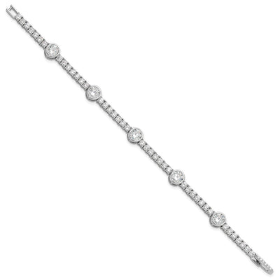 Sterling Silver Rhodium-plated CZ 7in Tennis Bracelet