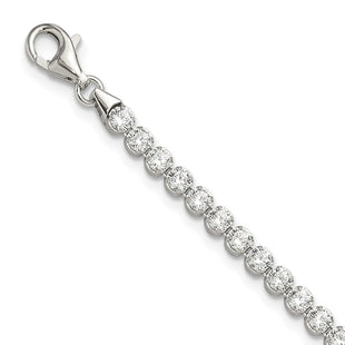 Sterling Silver Rhodium-plated Round CZ 7.5in Tennis Bracelet (Style QG6429-7.5)