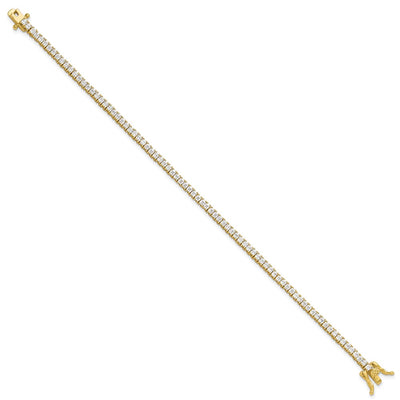 Sterling Silver Gold-tone Princess Cut CZ 7.75in Tennis Bracelet