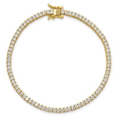 Sterling Silver Gold-tone Princess Cut CZ 7.75in Tennis Bracelet
