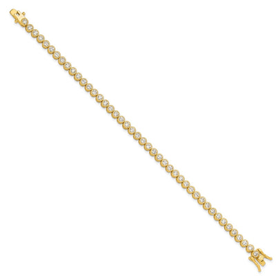 Sterling Silver Gold-tone Round CZ 7.5in Tennis Bracelet