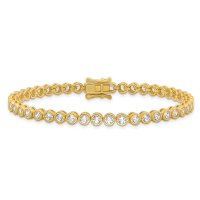 Sterling Silver Gold-tone Round CZ 7.5in Tennis Bracelet