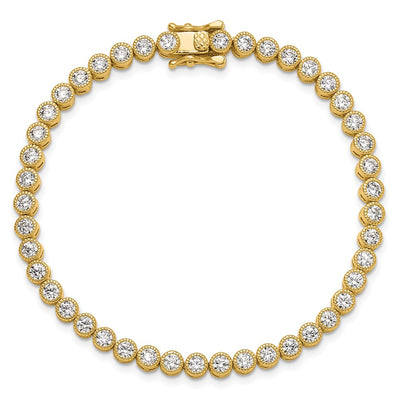 Sterling Silver Gold-tone Round CZ 7.5in Tennis Bracelet