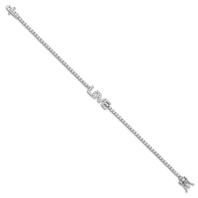 Sterling Silver Rhodium-plated CZ LOVE 7.25in Tennis Bracelet