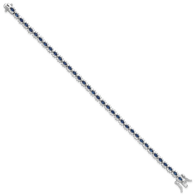 Sterling Silver Rhodium-plated with Blue and White CZ 7.5in Bracelet