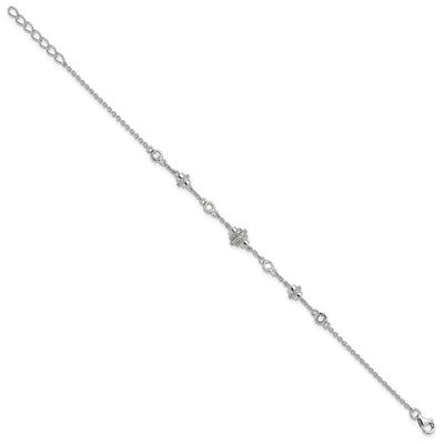 Pure Fire Sterling Silver Rhodium-plated Fancy CZ 7in w/1in ext Necklace