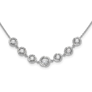 Pure Fire Sterling Silver Rhod-plated Fancy CZ 17.75in w/2in ext Necklace (Style QG6488-17)