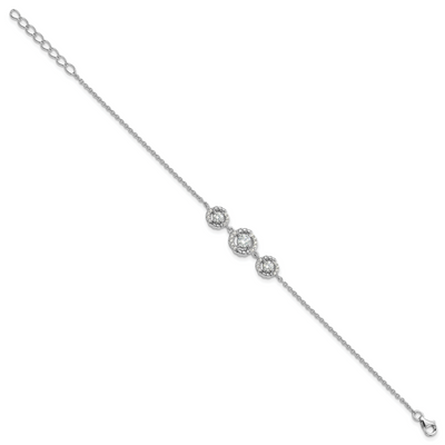 Pure Fire Sterling Silver Rhod-plated Fancy CZ 17.75in w/2in ext Bracelet