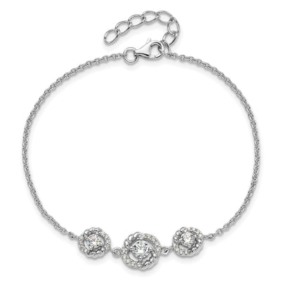 Pure Fire Sterling Silver Rhod-plated Fancy CZ 17.75in w/2in ext Bracelet