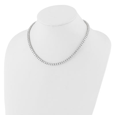 Sterling Silver Rhodium-plated CZ 17in Tennis Necklace