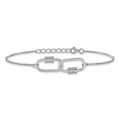 Pure Fire Sterling Silver Rhodium-plated 7.5in w/1in ext CZ Necklace
