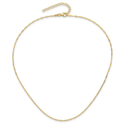 Sterling Silver Gold-tone Paperclip Link 16in w/2in ext Necklace