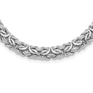 Sterling Silver Rhodium-plated Byzantine Link 17in Necklace (Style QG6499-17)