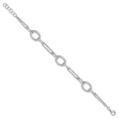 Sterling Silver Rhodium-plated 7in w/1in ext Interlocking Circles Necklace