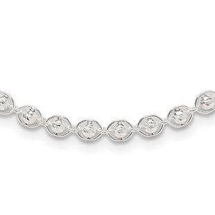 Sterling Silver Polished and Diamond Cut Beaded Necklace (Style QG6527-18)