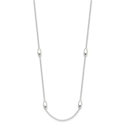 Sterling Silver Polished Fancy Beaded Link 7.5in Necklace