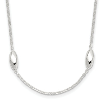 Sterling Silver Polished Fancy Beaded Link 7.5in Necklace