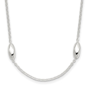 Sterling Silver Polished Fancy Beaded Link 18in Necklace (Style QG6537-18)