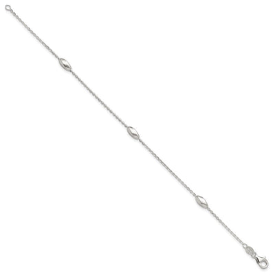 Sterling Silver Polished Fancy Beaded Link 7.5in Necklace