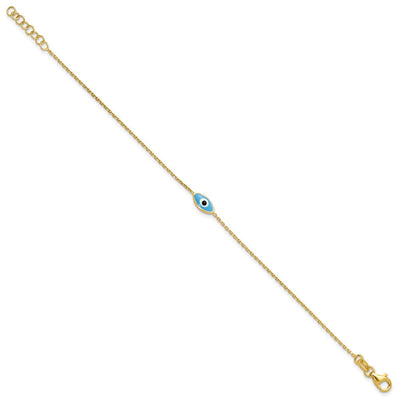 Sterling Silver Gold-plated Enamel Evil Eye w/.5 in ext. Necklace