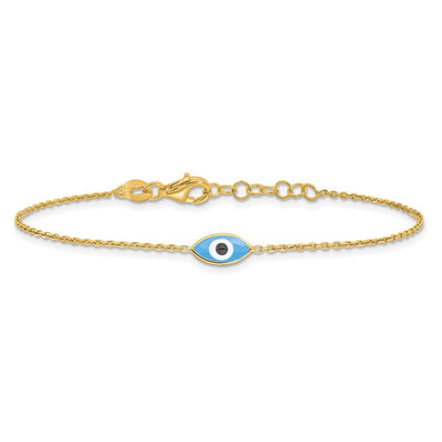 Sterling Silver Gold-plated Enamel Evil Eye w/.5 in ext. Necklace