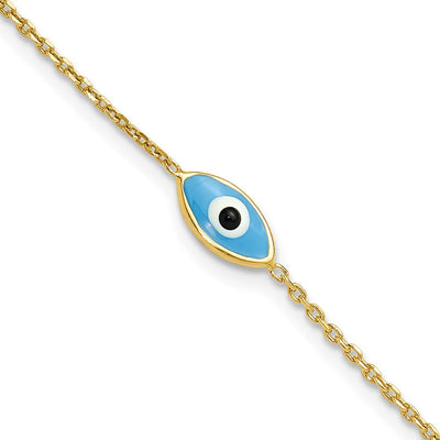 Sterling Silver Gold-plated Enamel Evil Eye w/.5 in ext. Necklace