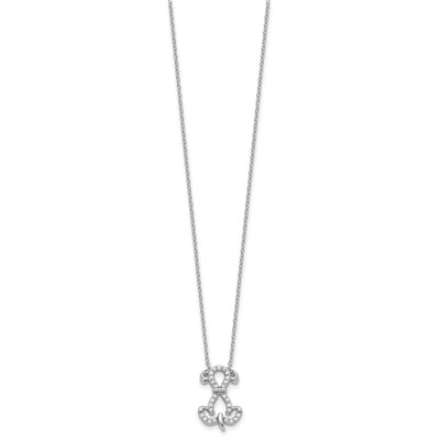 Sterling Silver Rhodium-plated CZ Dog w/2IN Ext Necklace