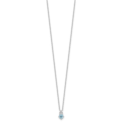 Sterling Silver Rhodium-plated .59BT Blue Topaz 16in w/2in ext Necklace