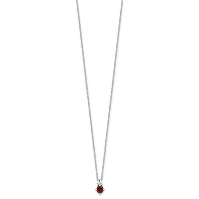 Sterling Silver Rhodium-plated .6GA Garnet 16in w/1in ext Necklace