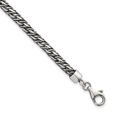 Sterling Silver Rhodium-plated Polished and Antiqued Fancy Link Bracelet