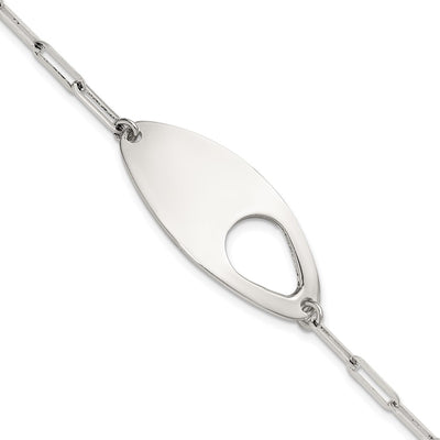 Sterling Silver Fancy Geometric Center with Paperclip Link with Extension Bracelet