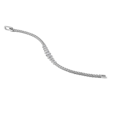 Sterling Silver Rhodium-plated Polished Graduated bezel-set CZ Tennis Bracelet