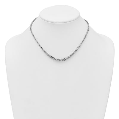 Sterling Silver Rhodium-plated Fancy Braided Link with Extender Necklace